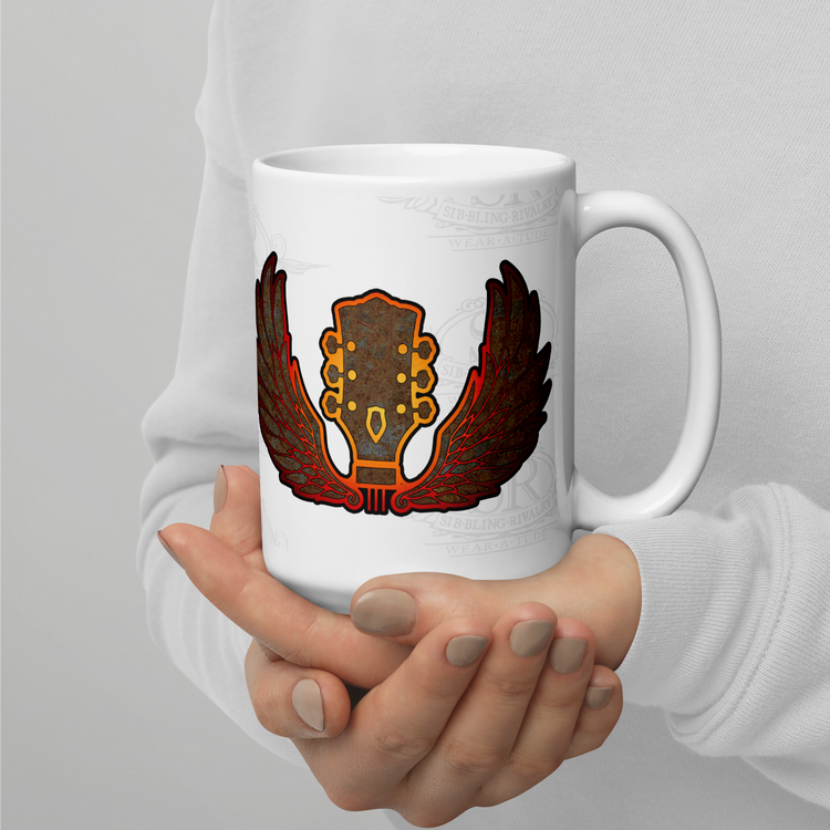 WINGED GUITAR ~ SR 15 oz big coffee mug - SIB.BLING RIVALRY